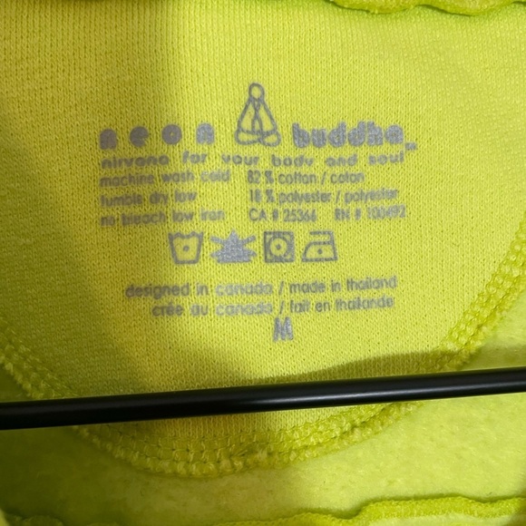 Neon Buddha Yellow Green Mix Buttons Cotton Sweater Jacket Size Medium - Picture 2 of 8